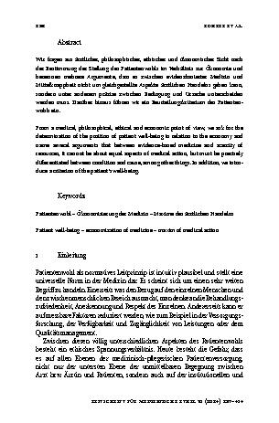 Vorschauseite 2: Patientenwohl als Prinzip der Medizin und Ökonomie als Bedingung ärztlichen Handelns