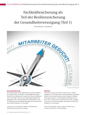 Vorschauseite 1: Fachkräftesicherung als Teil der Resilienzsicherung der Gesundheitsversorgung (Teil 1)