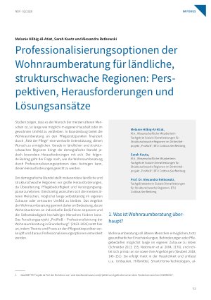 Vorschauseite 1: Professionalisierungsoptionen der Wohnraumberatung für ländliche, strukturschwache Regionen: Perspektiven, Herausforderungen und Lösungsansätze
