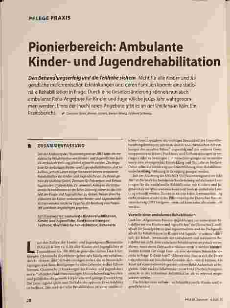 Vorschauseite 1: Pionierbereich: Ambulante Kinderund Jugendrehabilitation