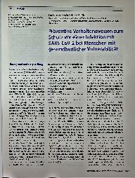 Vorschauseite 1: Präventive Verhaltensweisen zum Schutz vor einer Infektion mit SARS-CoV-2 bei Menschen mit gesundheitlicher Vulnerabilität