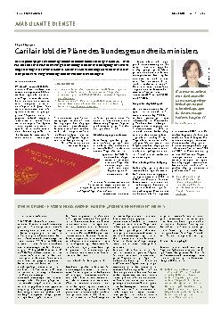 Vorschauseite 1: Carifair lobt die Pläne des Bundesgesundheitsministers.