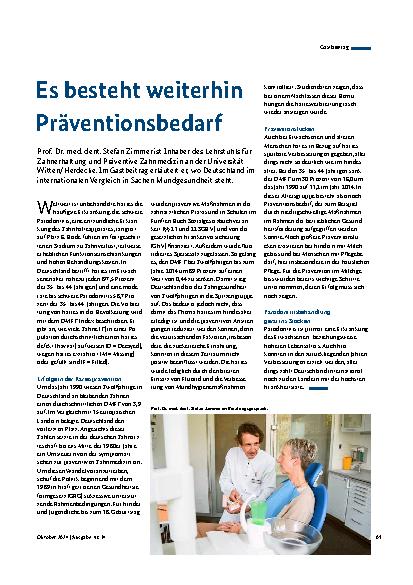 Vorschauseite 1: Es besteht weiterhin Präventionsbedarf