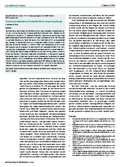 Vorschauseite 4: Visuelle Neurorehabilitation von Gesichtsfeldausfällen mittels Boxtherapie