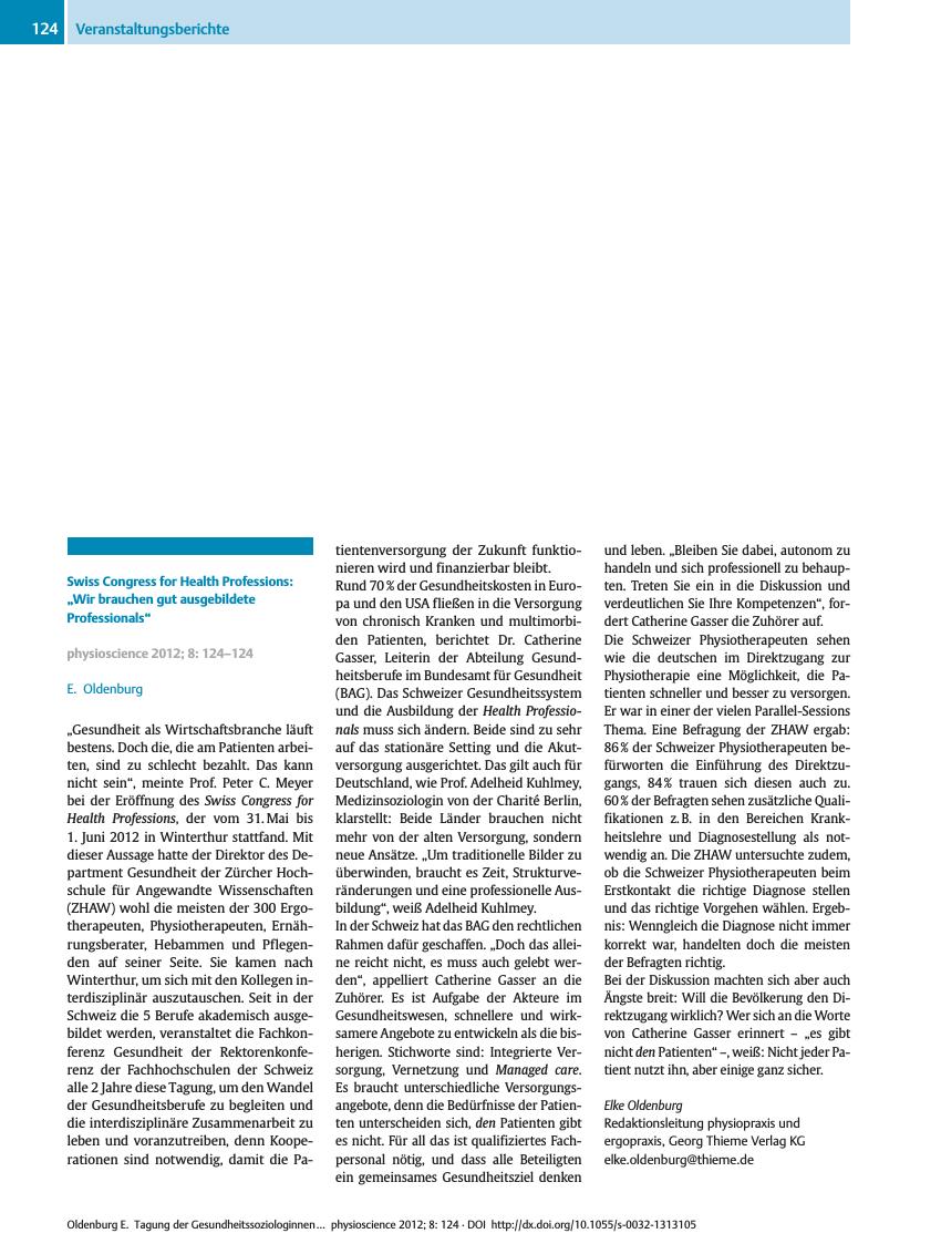 Vorschauseite 1: Swiss Congress for Health Professions: „Wir brauchen gut ausgebildete Professionals“