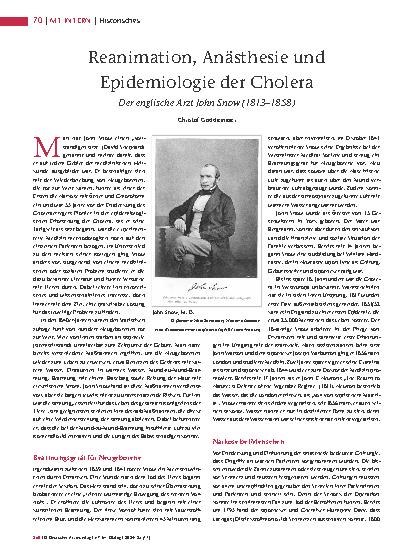Vorschauseite 1: Reanimation, Anästhesie und Epidemiologie der Cholera