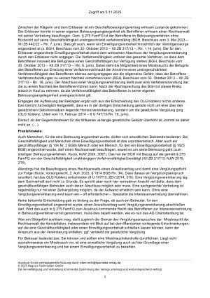 Vorschauseite 2: Zur Anwaltsvergütung – §§ 104 Nr. 2, 1825 BGB; § 275 FamFG