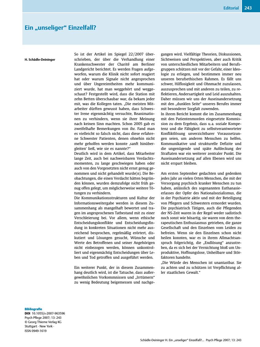 Vorschauseite 1: Ein „unseliger” Einzelfall?