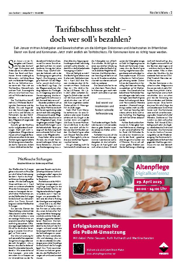 Vorschauseite 1: Tarifabschluss steht – doch wer soll’s bezahlen?