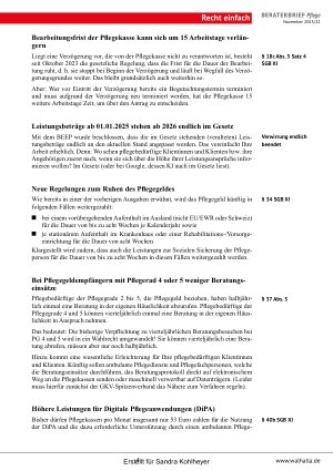 Vorschauseite 4: Beraterbrief Pflege 22-2025