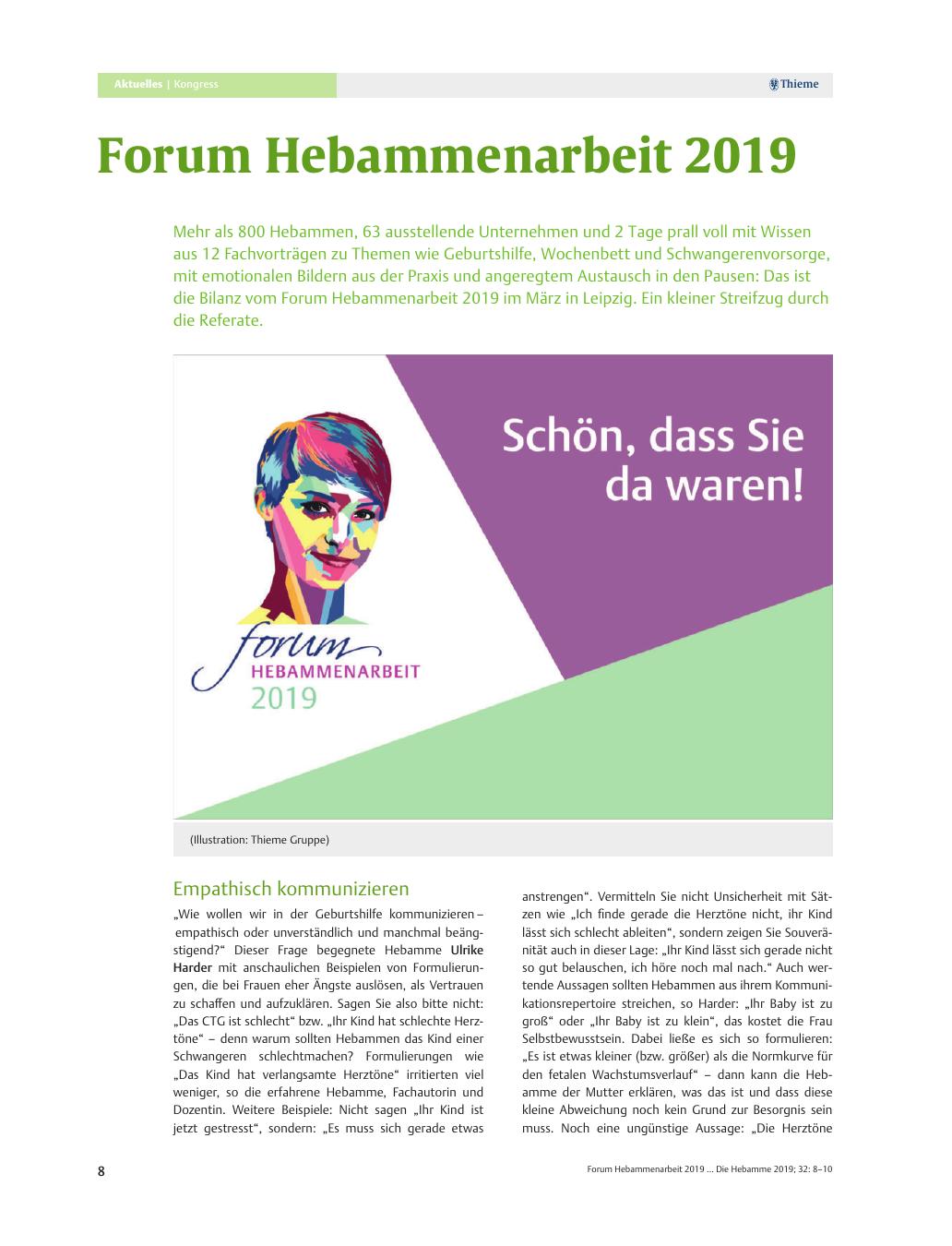 Vorschauseite 1: Forum Hebammenarbeit 2019