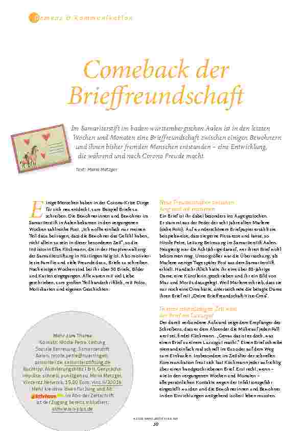 Vorschauseite 1: Comeback der Brieffreundschaft