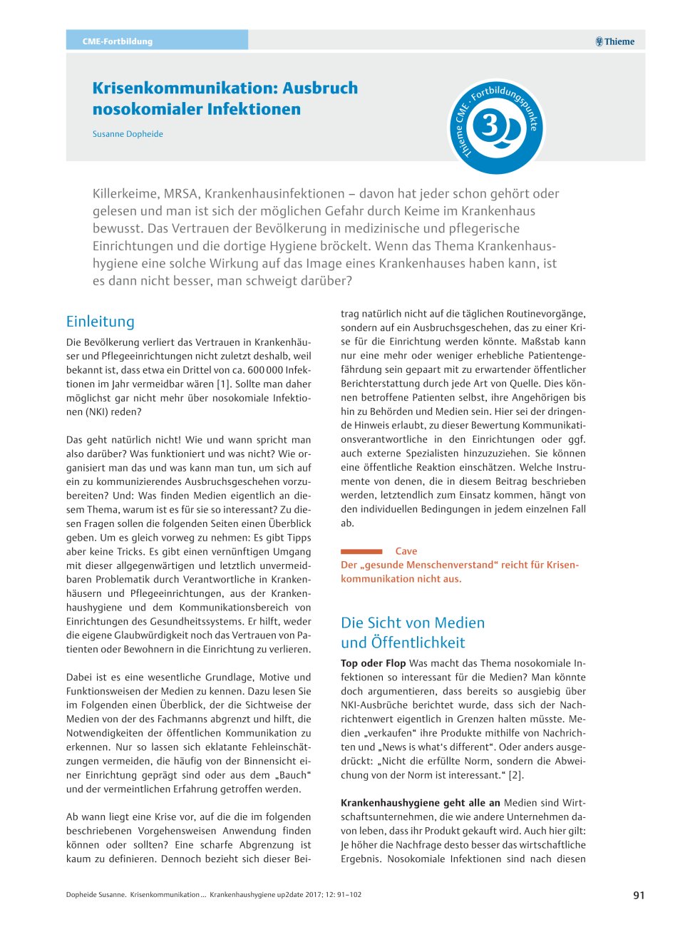 Vorschauseite 1: Krisenkommunikation: Ausbruch nosokomialer Infektionen