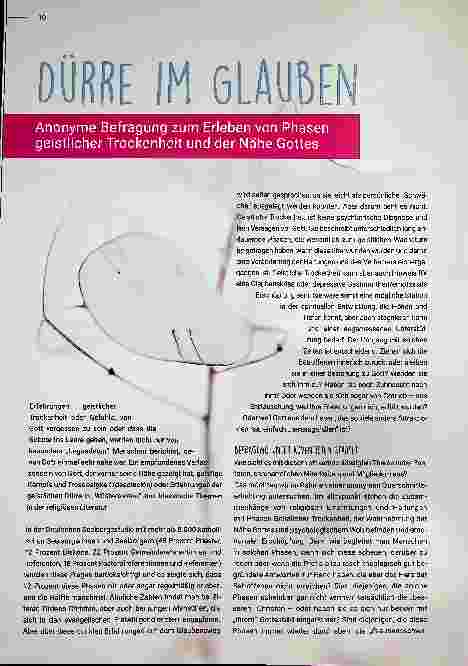 Vorschauseite 1: DÜRRE IM GLAUBEN Anonyme Befragung zum Erleben von Phasen geistlicher Trockenheit und der Nähe Gottes