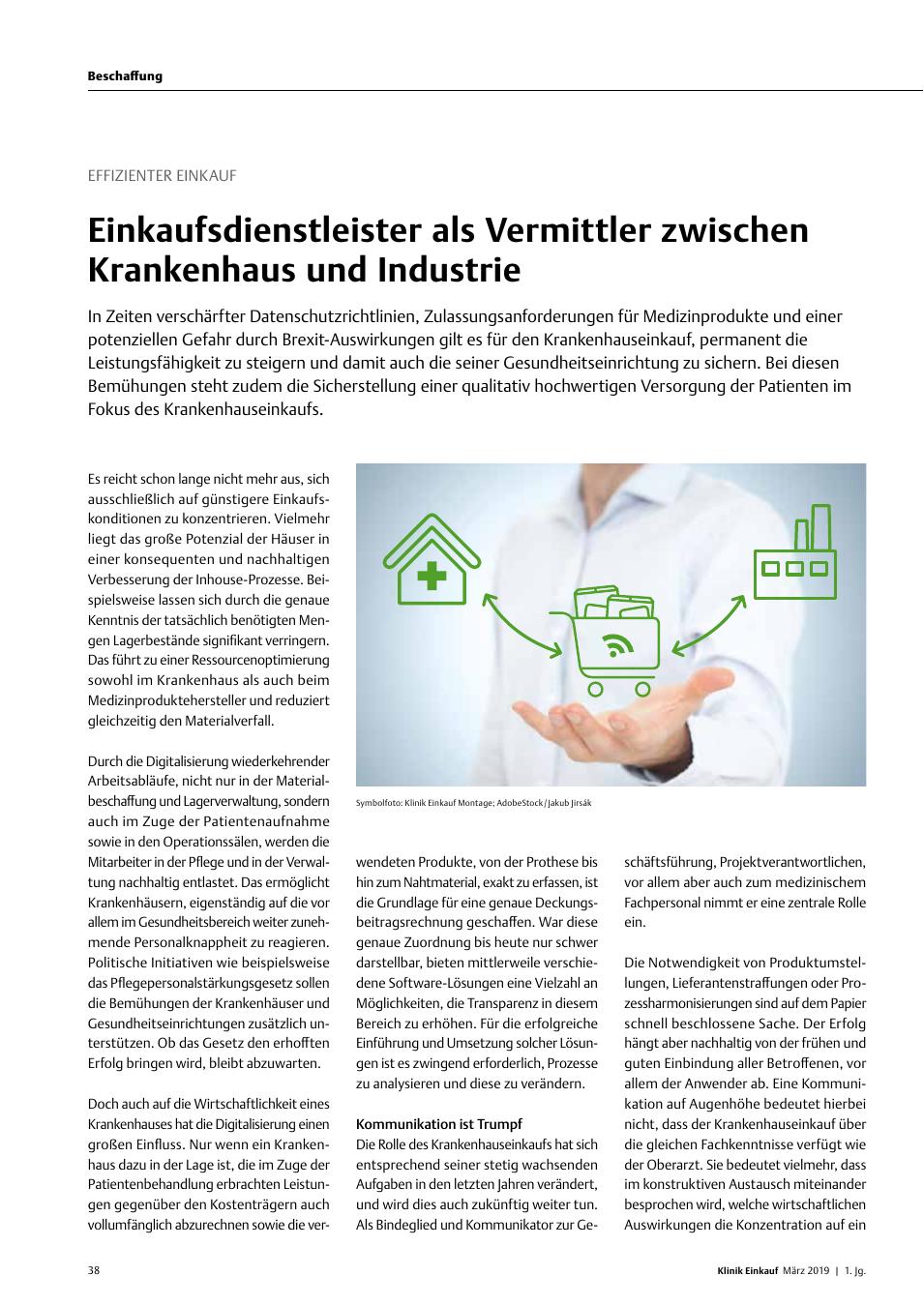 Vorschauseite 1: Effizienter Einkauf: Einkaufsdienstleister als Vermittler zwischen Krankenhaus und Industrie