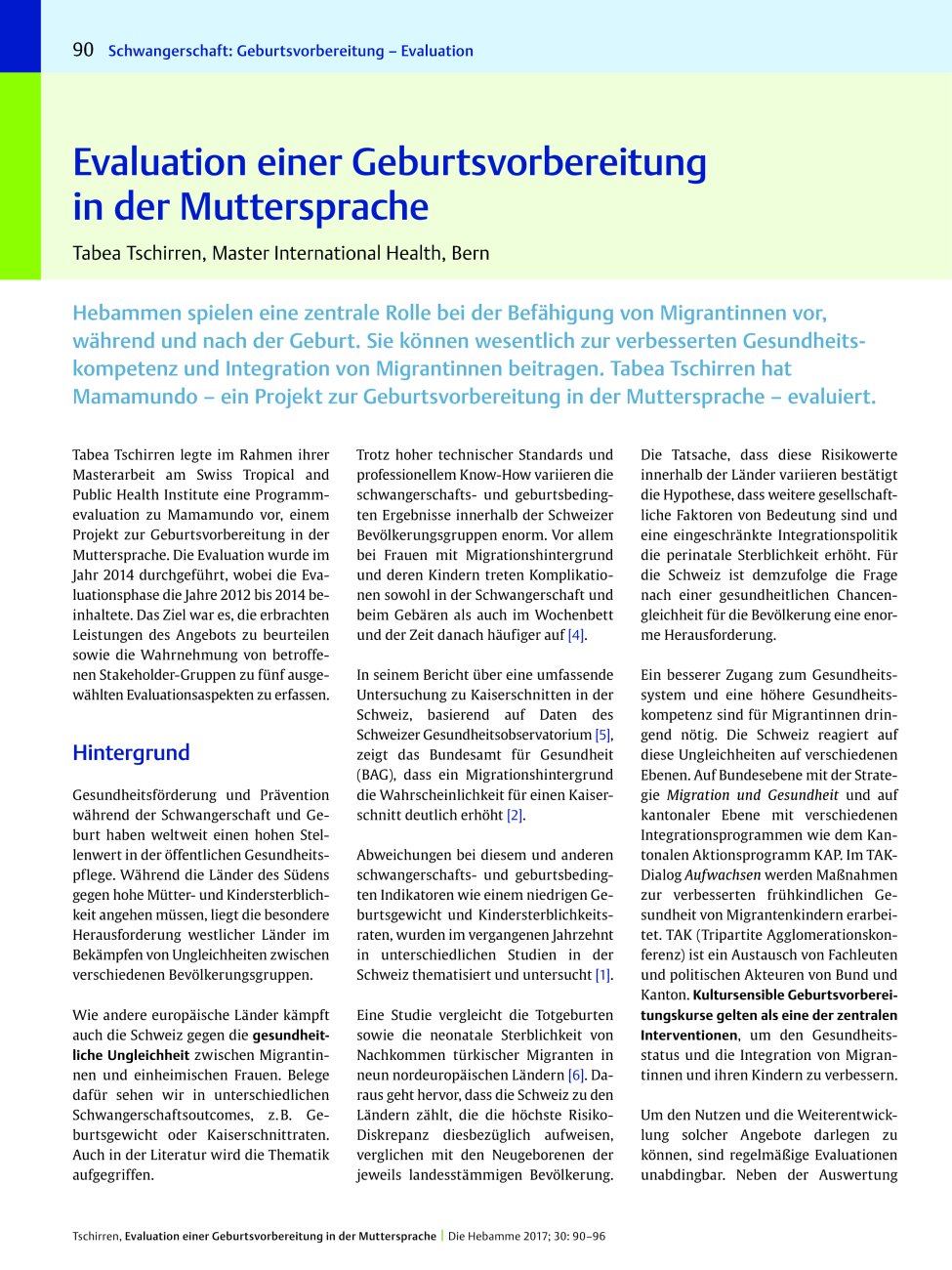 Vorschauseite 1: Evaluation einer Geburtsvorbereitung in der Muttersprache