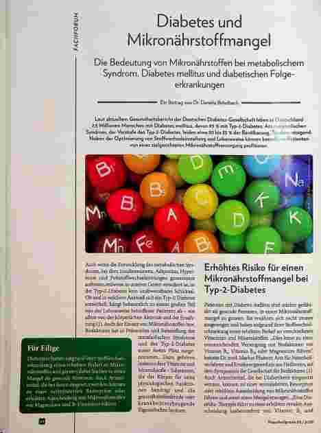 Vorschauseite 1: Diabetes und Mikronährstoffmangel: Die Bedeutung von Mikronährstoffen bei metabolischem Syndrom, Diabetes mellitus und diabetischen Folgeerkrankungen.