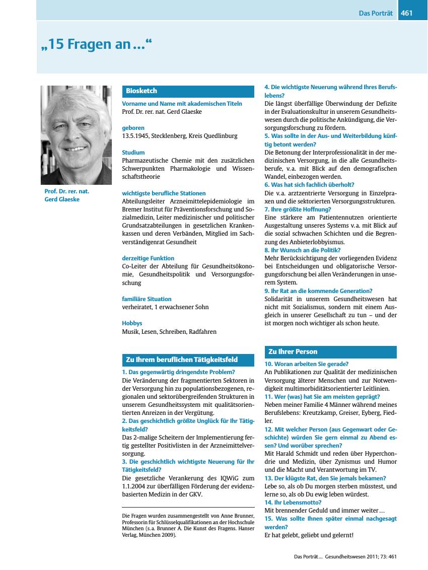 Vorschauseite 1: „15 Fragen an …”