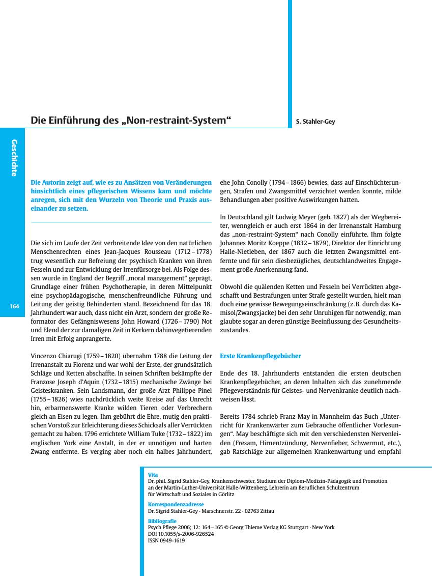 Vorschauseite 1: Die Einführung des „Non-restraint-System”