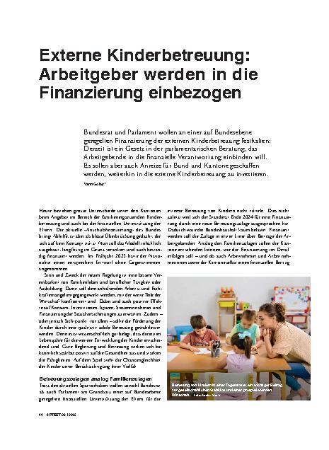 Vorschauseite 1: Externe Kinderbetreuung: Arbeitgeber werden in die Finanzierung einbezogen