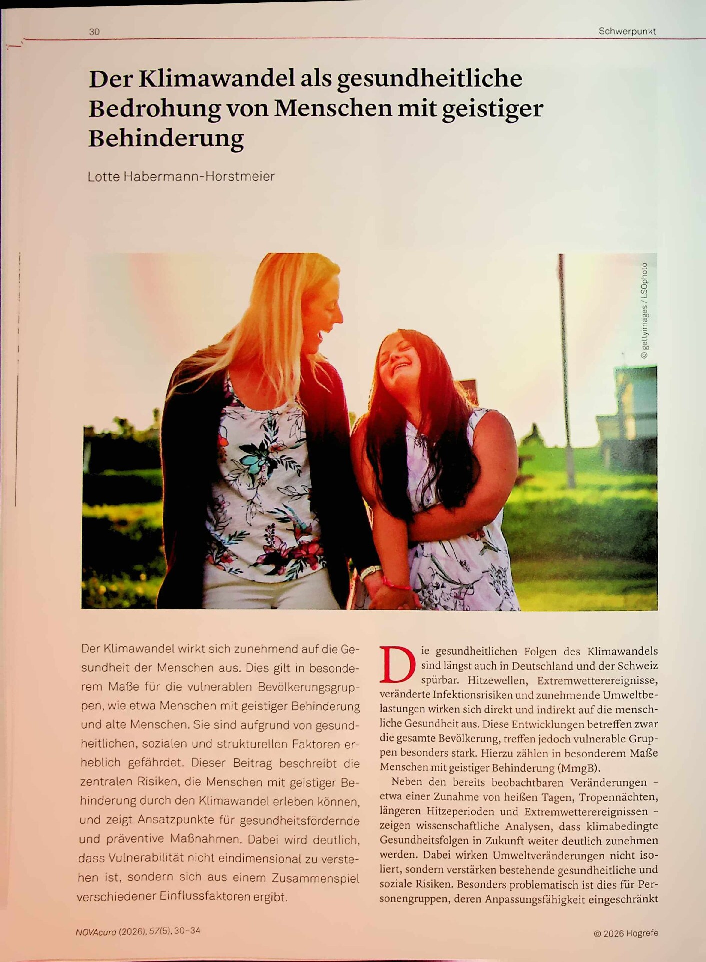 Vorschauseite 1: Der Klimawandel als gesundheitliche Bedrohung von Menschen mit geistiger Behinderung