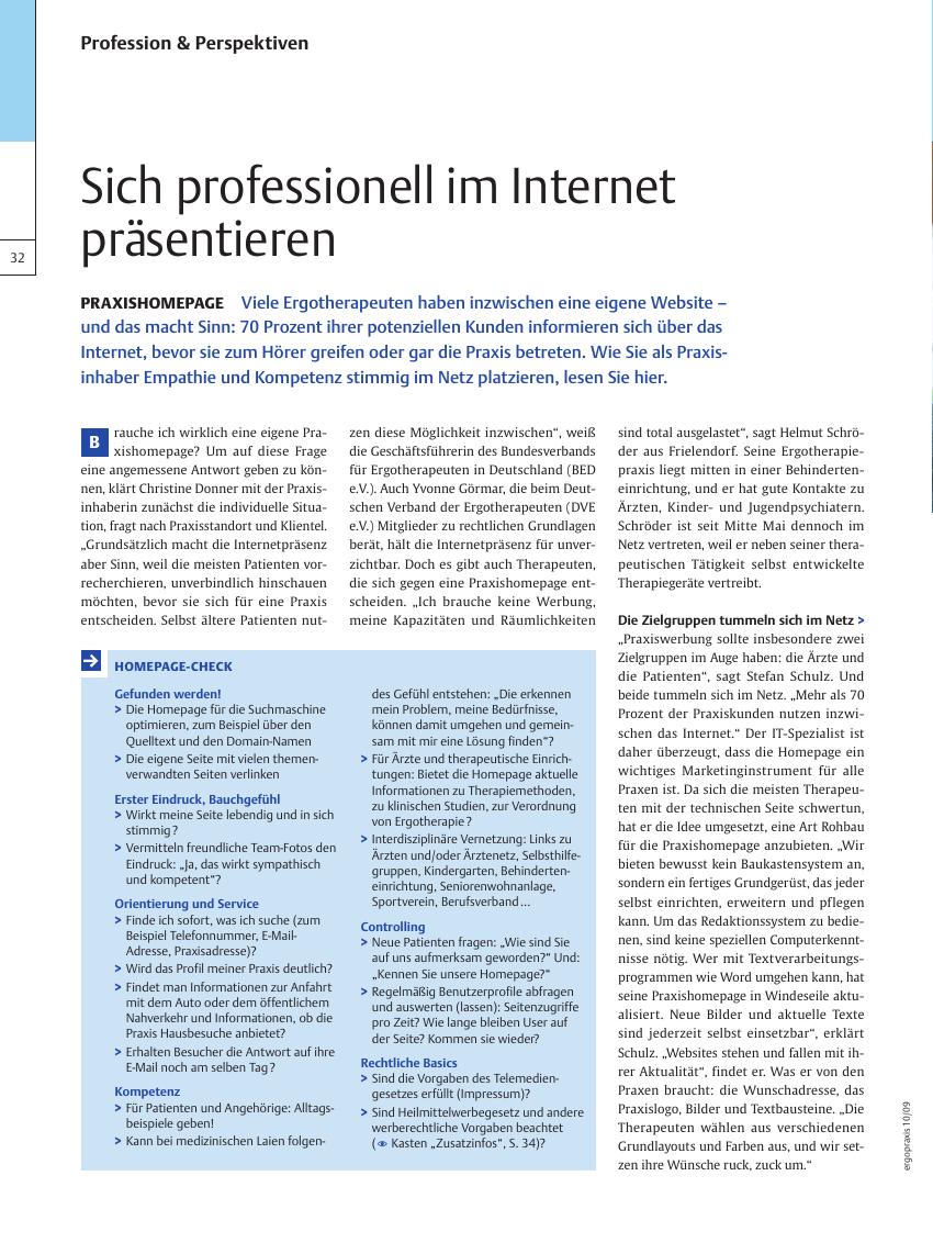 Vorschauseite 1: Praxishomepage – Sich professionell im Internet präsentieren