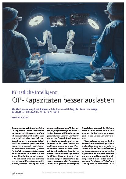 Vorschauseite 1: Künstliche Intelligenz OP-Kapazitäten besser auslasten