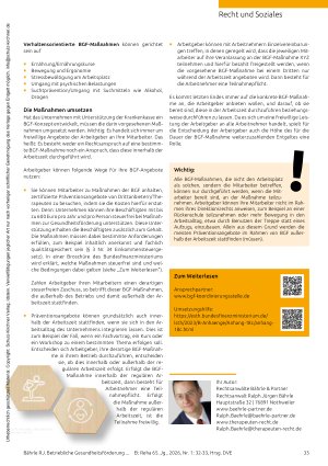 Vorschauseite 2: Betriebliche Gesundheitsförderung – Präventionsangebote innerhalb der Arbeitszeit?