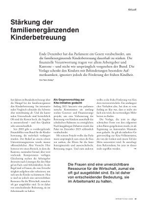 Vorschauseite 1: Stärkung der familienergänzenden Kinderbetreuung