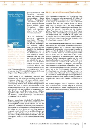 Vorschauseite 4: „Wesentlich die Geschicke der deutschen Pflege im 20. Jahrhundert mitbestimmt“ Ruth Elster (1913-2002) und ihre Aktivitäten im Agnes-Karll-Verband