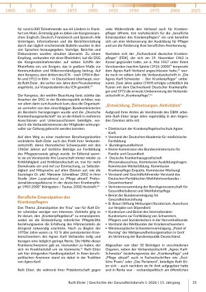 Vorschauseite 6: „Wesentlich die Geschicke der deutschen Pflege im 20. Jahrhundert mitbestimmt“ Ruth Elster (1913-2002) und ihre Aktivitäten im Agnes-Karll-Verband