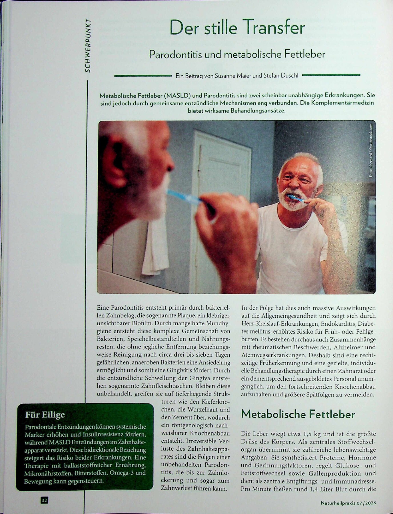 Vorschauseite 1: Der stille Transfer: Parodontitis und metabolische Fettleber