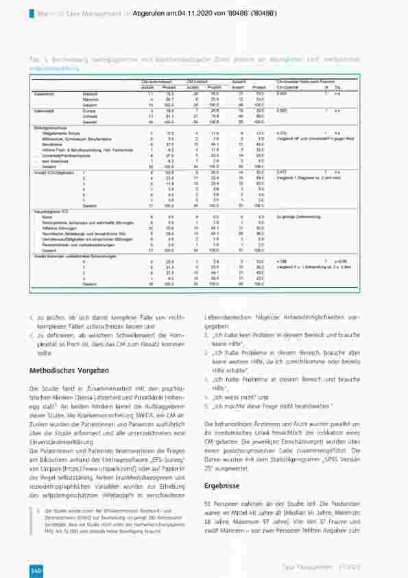 Vorschauseite 2: Wann ist Case Management indiziert? Ein Online-Instrument zur Erhebung des selbst eingeschätzten Hilfebedarfs in verschiedenen Lebensbereichen.