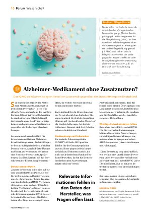 Vorschauseite 1: Alzheimer-Medikament ohne Zusatznutzen?