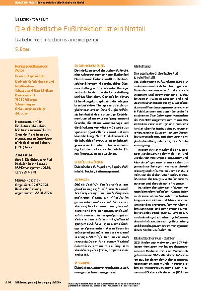 Vorschauseite 1: Die diabetische Fußinfektion ist ein Notfall.