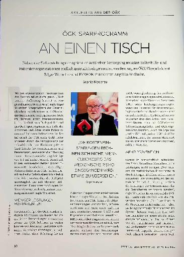 Vorschauseite 1: ÖGK-Sparprogramm. An einen Tisch