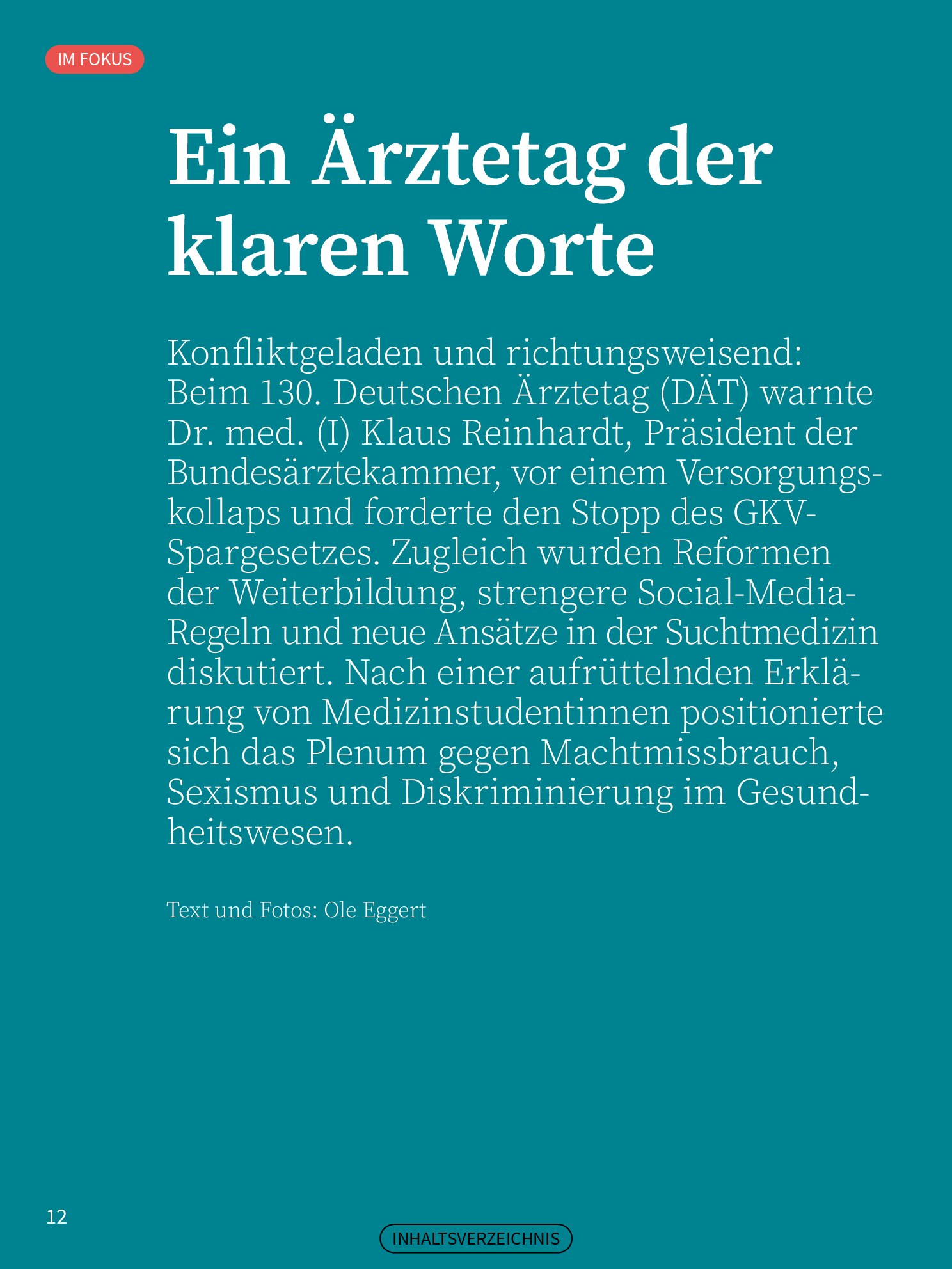 Vorschauseite 1: Ein Ärztetag der klaren Worte