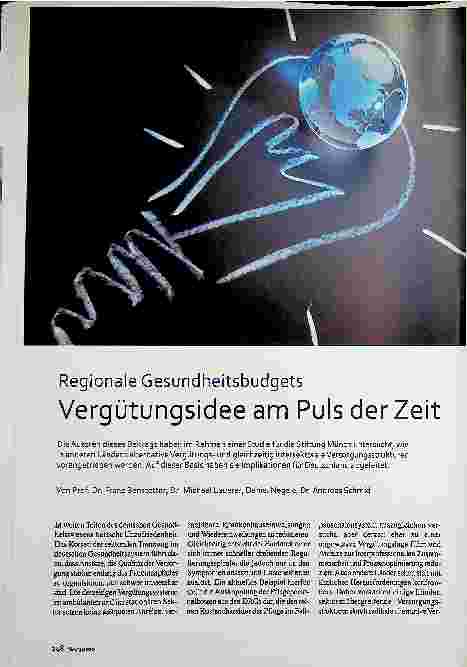 Vorschauseite 1: Regionale Gesundheitsbudgets: Vergütungsidee am Puls der Zeit