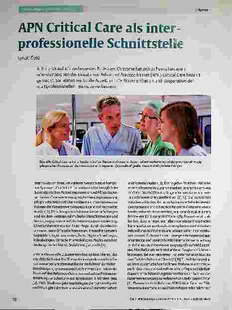 Vorschauseite 1: APN Critical Care als interprofessionelle Schnittstelle