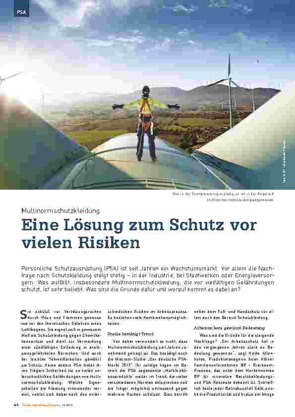 Vorschauseite 1: Multinormschutzkleidung: Eine Lösung zum Schutz vor vielen Risiken