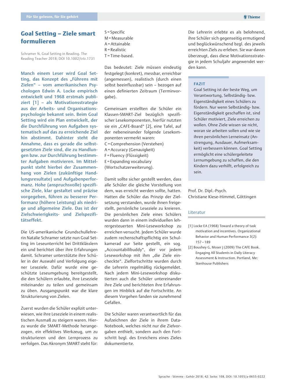 Vorschauseite 1: Goal Setting? Ziele smart formulieren