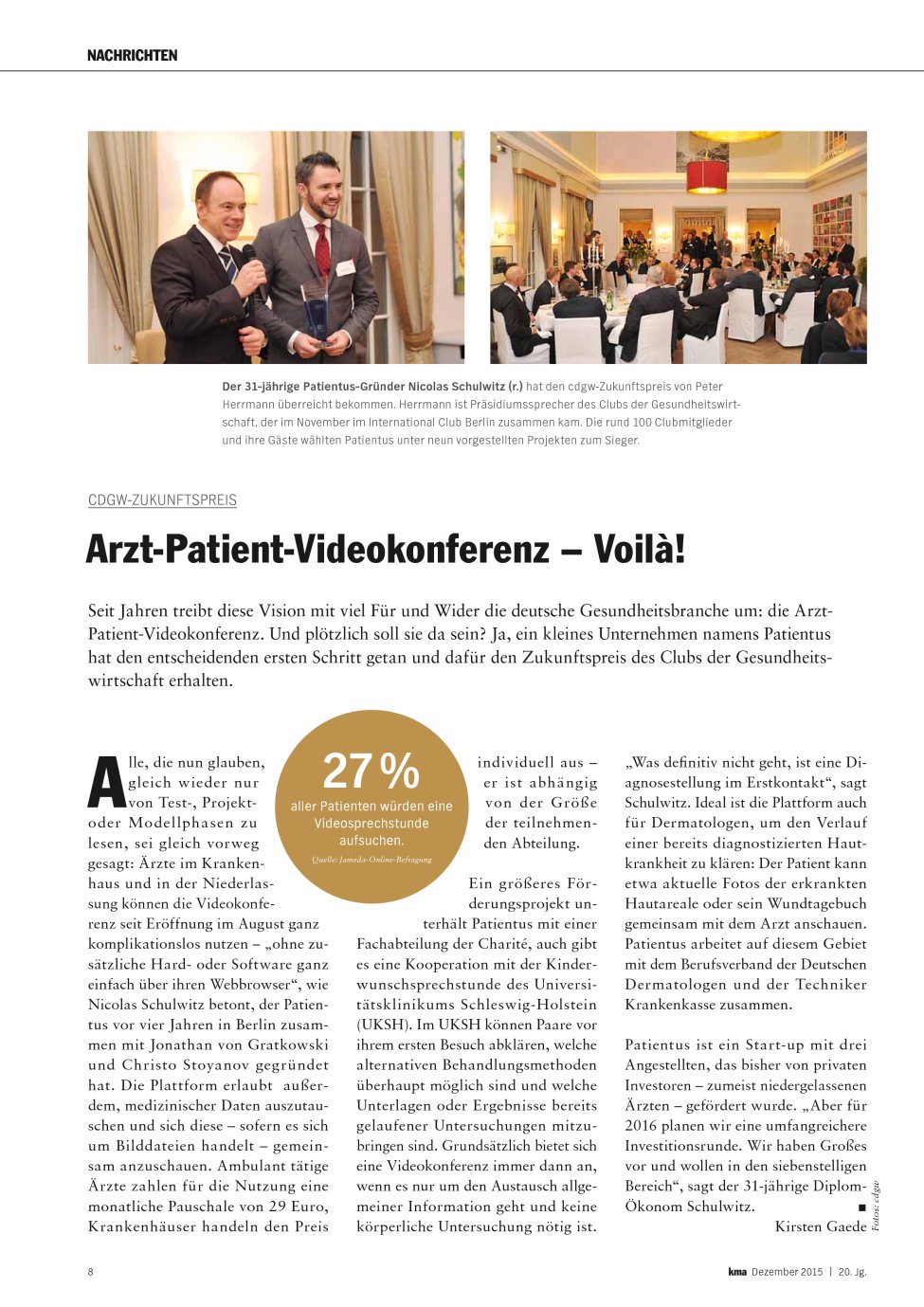 Vorschauseite 1: Arzt-Patient-Videokonferenz ? Voilà!