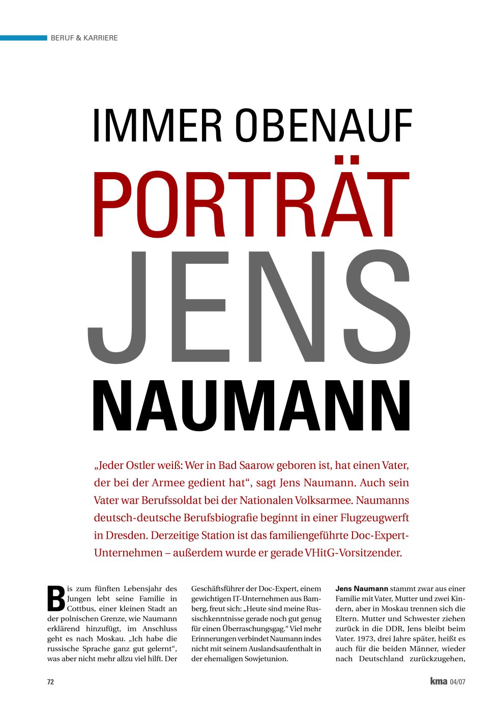 Vorschauseite 1: Porträt Jens Naumann