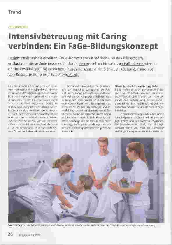 Vorschauseite 1: Intensivbetreuung mit Caring verbinden: Ein FaGe-Bildungskonzept