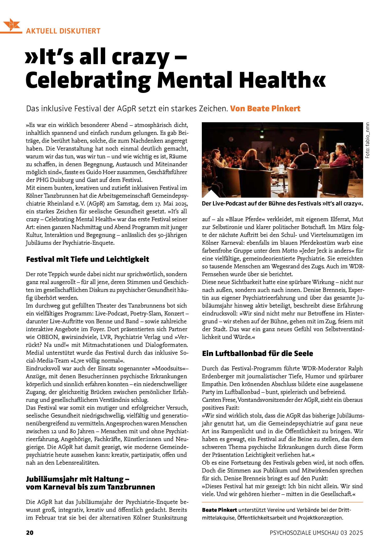 Vorschauseite 1: »It’s all crazy – Celebrating Mental Health«