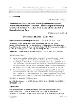 Vorschauseite 1: I. Tarifrecht