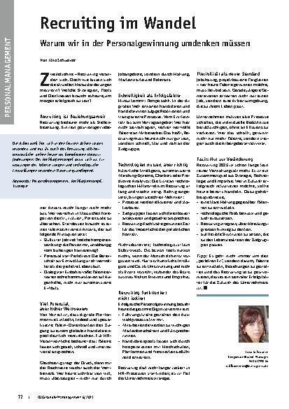 Vorschauseite 1: Recruiting im Wandel Warum wir in der Personalgewinnung umdenken müssen