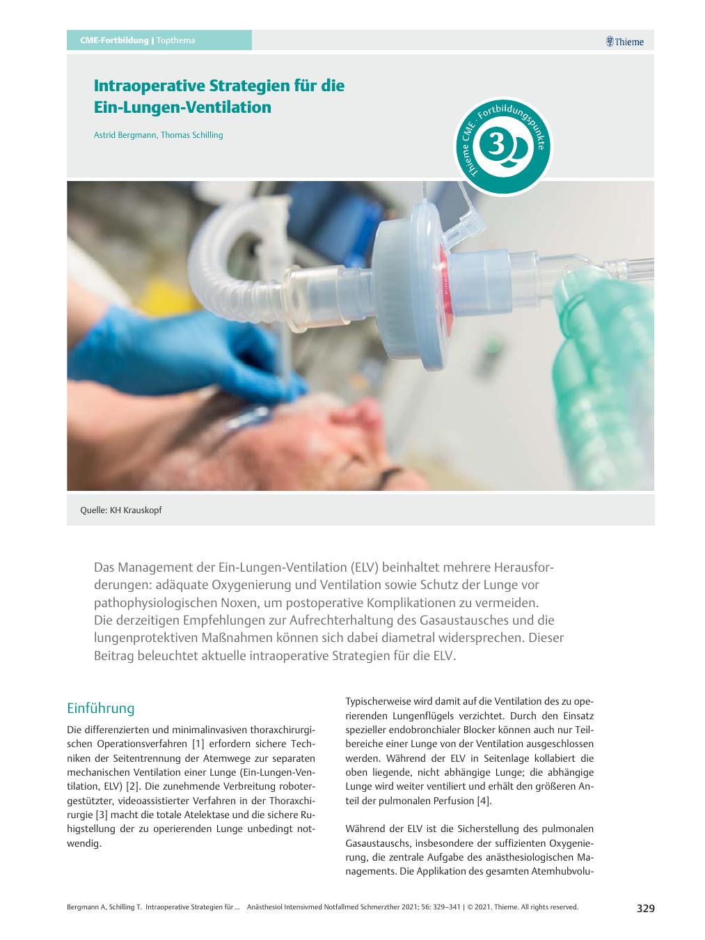 Vorschauseite 1: Intraoperative Strategien für die Ein-Lungen-Ventilation
