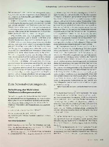 Vorschauseite 1: Zum Personalvertretungsrecht Anfechtung der Wahl eines Teildienststellenpersonalrats