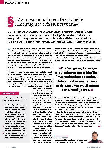 Vorschauseite 1: »Zwangsmaßnahmen: Die aktuelle Regelung ist verfassungswidrig«